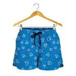 Blue And White Stethoscope Pattern Print Women's Shorts