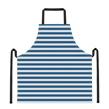 Blue And White Striped Pattern Print Apron