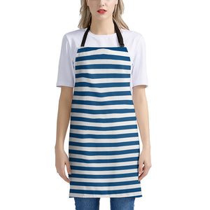 Blue And White Striped Pattern Print Apron