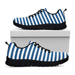 Blue And White Striped Pattern Print Black Sneakers