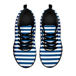 Blue And White Striped Pattern Print Black Sneakers