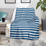 Blue And White Striped Pattern Print Blanket