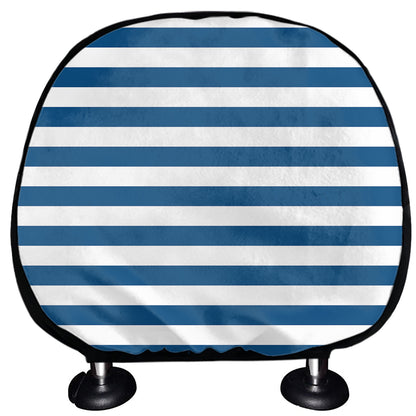 Blue And White Striped Pattern Print Car Headrest Covers