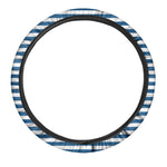 Blue And White Striped Pattern Print Car Steering Wheel Cover