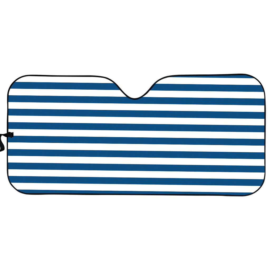 Blue And White Striped Pattern Print Car Sun Shade