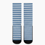 Blue And White Striped Pattern Print Crew Socks