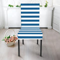 Blue And White Striped Pattern Print Dining Chair Slipcover