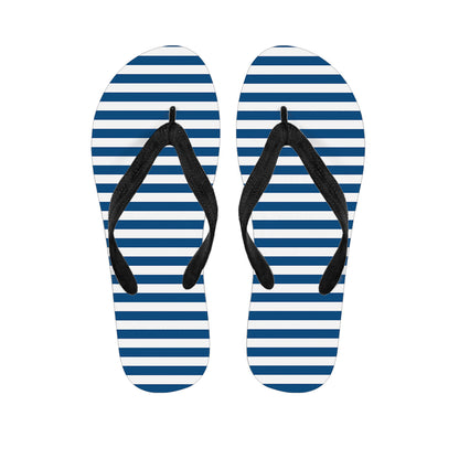 Blue And White Striped Pattern Print Flip Flops