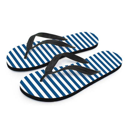 Blue And White Striped Pattern Print Flip Flops