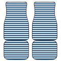 Blue And White Striped Pattern Print Front and Back Car Floor Mats