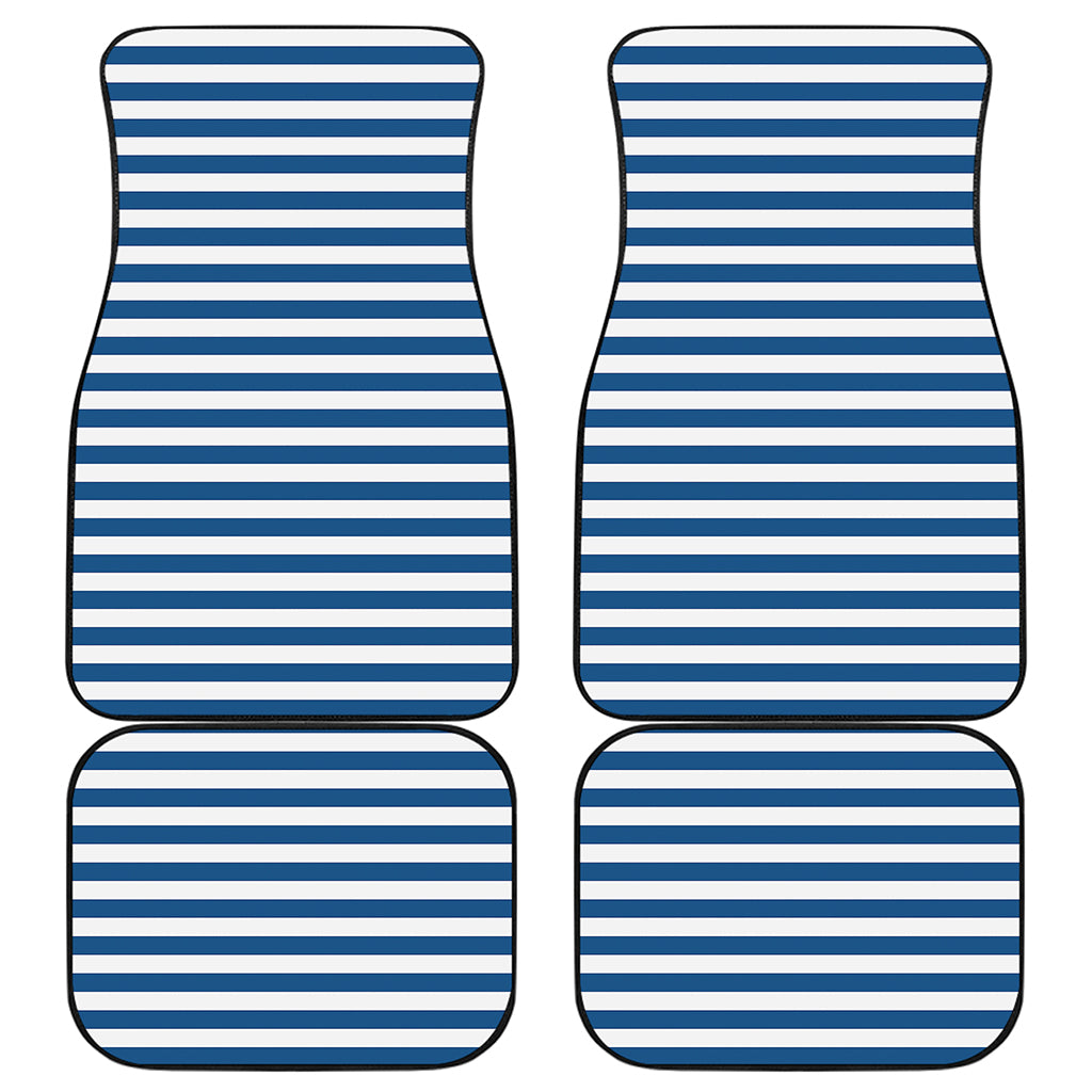 Blue And White Striped Pattern Print Front and Back Car Floor Mats