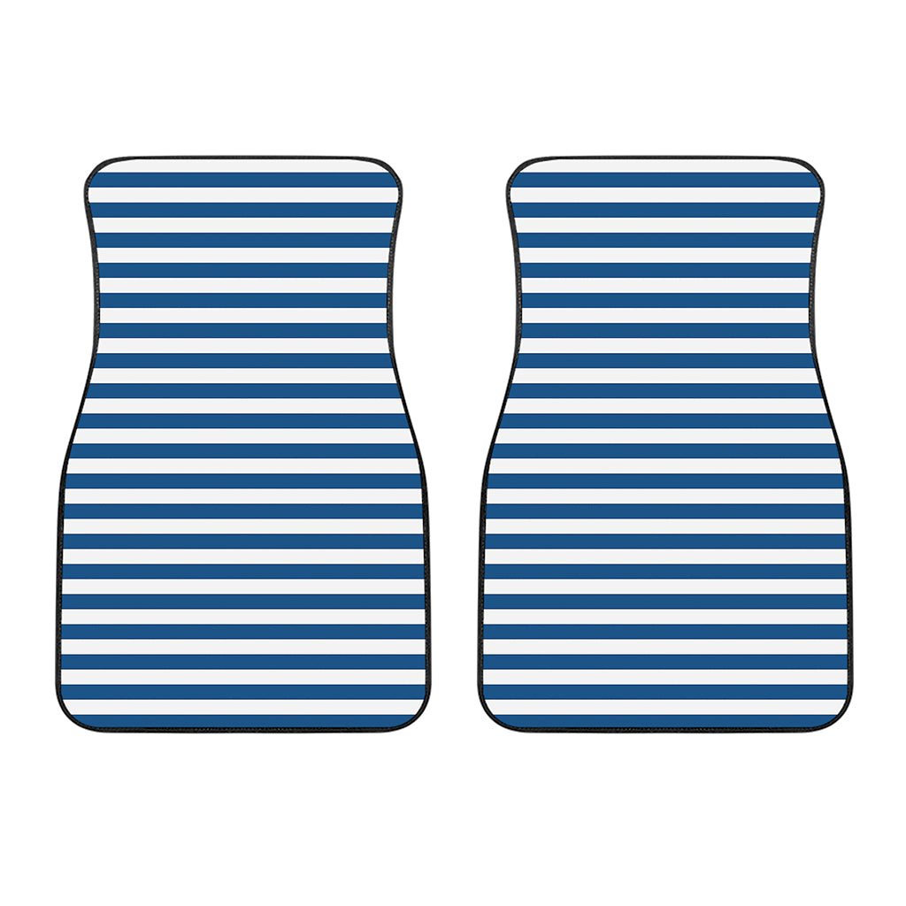 Blue And White Striped Pattern Print Front Car Floor Mats