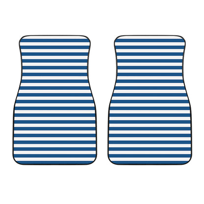 Blue And White Striped Pattern Print Front Car Floor Mats