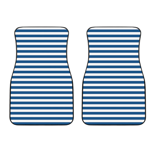 Blue And White Striped Pattern Print Front Car Floor Mats