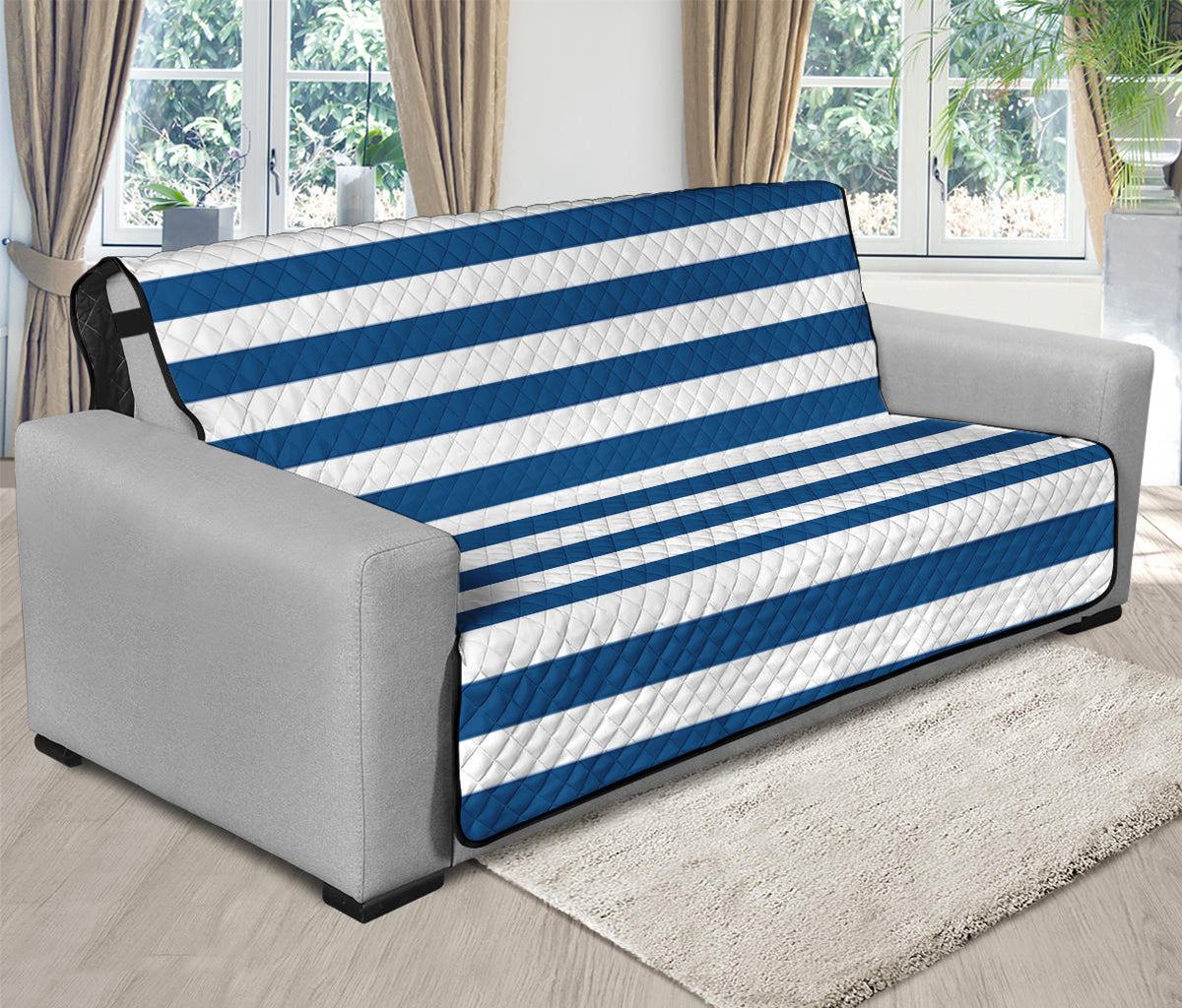 Blue And White Striped Pattern Print Futon Protector