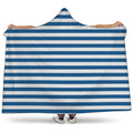 Blue And White Striped Pattern Print Hooded Blanket