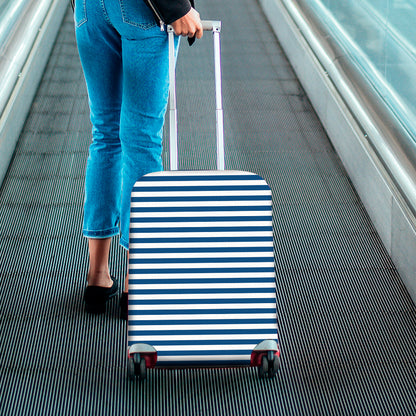 Blue And White Striped Pattern Print Luggage Cover