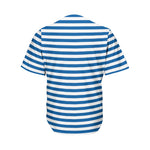 Blue And White Striped Pattern Print Men's Baseball Jersey