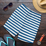 Blue And White Striped Pattern Print Men's Shorts