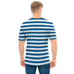 Blue And White Striped Pattern Print Men's T-Shirt