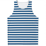 Blue And White Striped Pattern Print Men's Tank Top