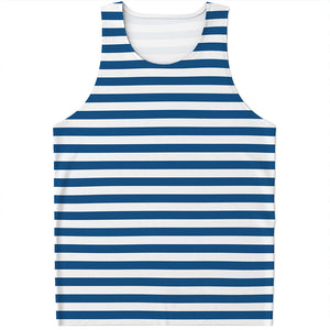 Blue And White Striped Pattern Print Men's Tank Top