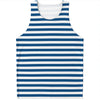 Blue And White Striped Pattern Print Men's Tank Top