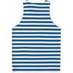 Blue And White Striped Pattern Print Men's Tank Top