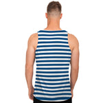 Blue And White Striped Pattern Print Men's Tank Top