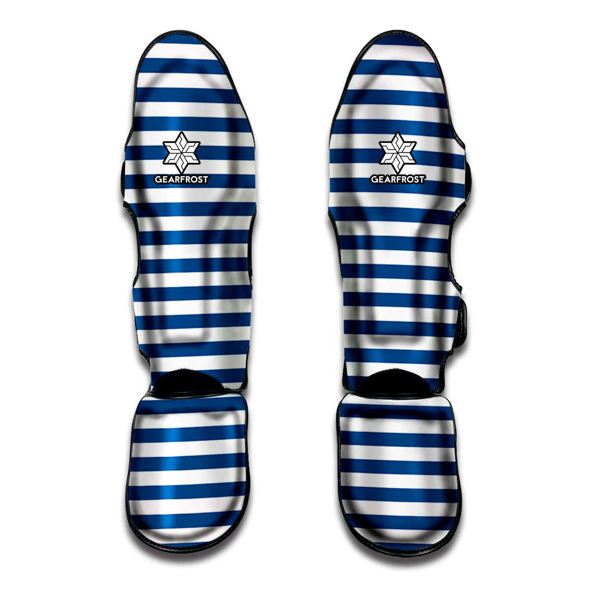Blue And White Striped Pattern Print Muay Thai Shin Guard