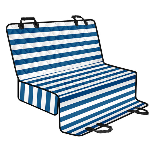 Blue And White Striped Pattern Print Pet Car Back Seat Cover