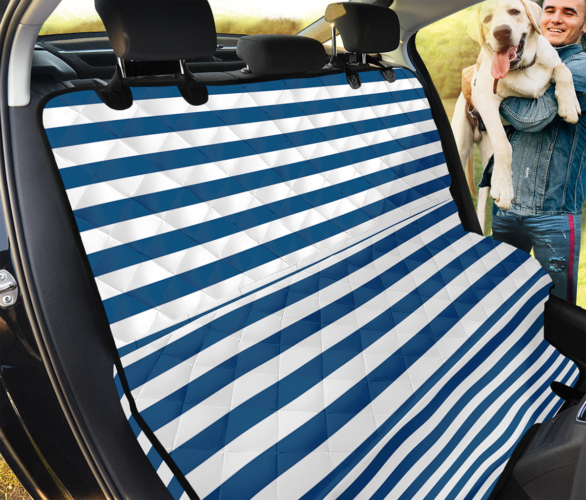 Blue And White Striped Pattern Print Pet Car Back Seat Cover