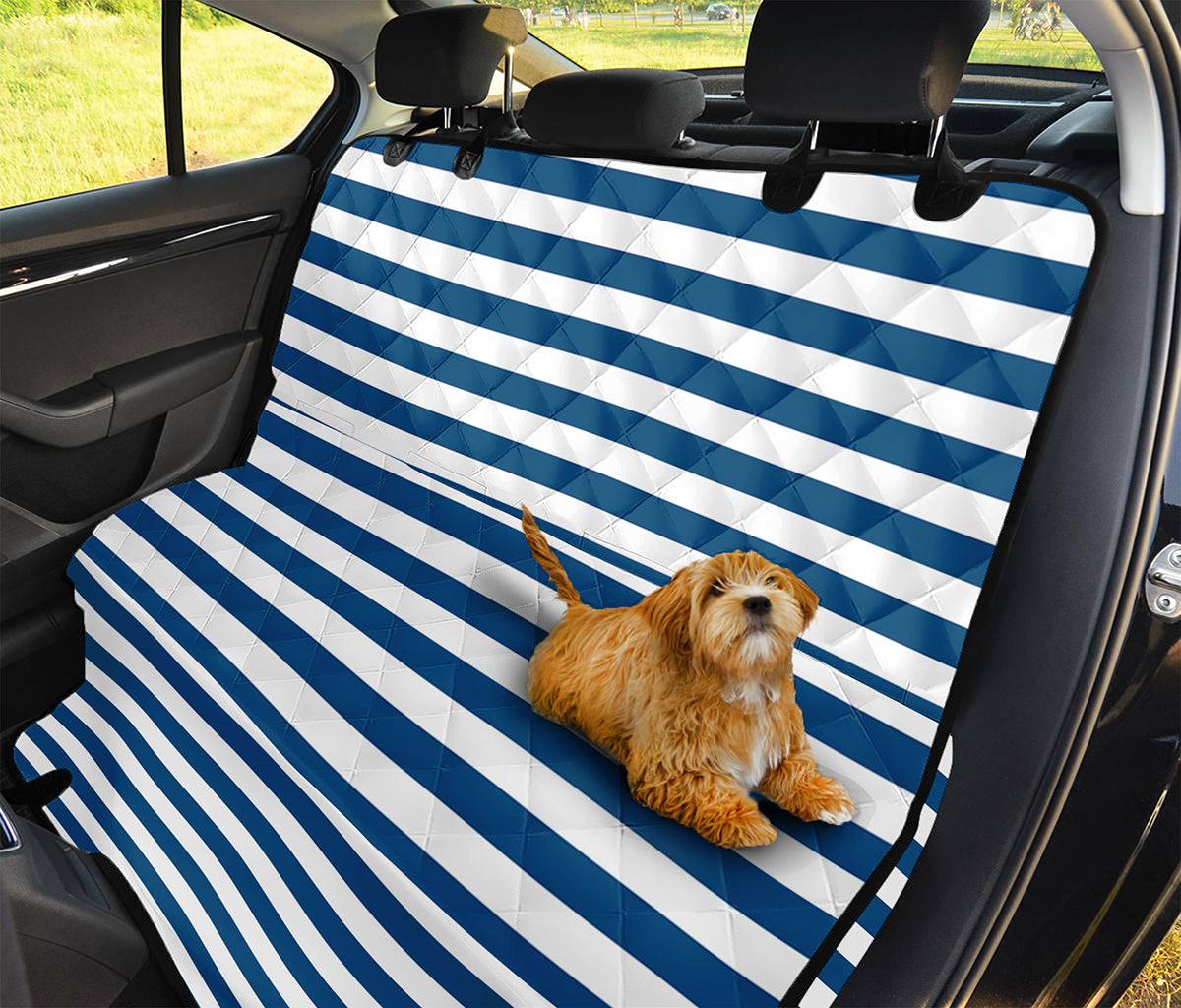 Blue And White Striped Pattern Print Pet Car Back Seat Cover