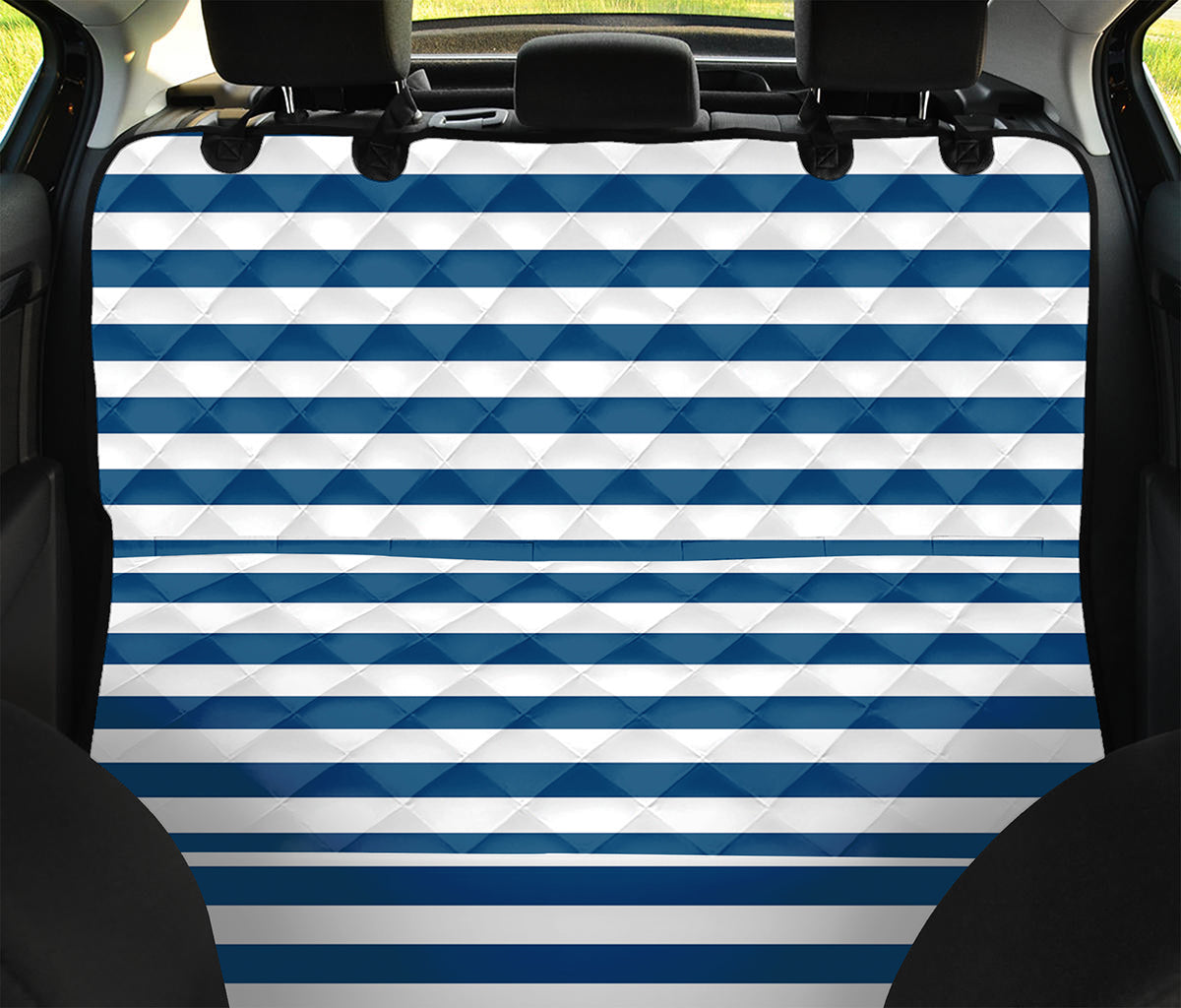 Blue And White Striped Pattern Print Pet Car Back Seat Cover