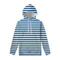 Blue And White Striped Pattern Print Pullover Hoodie