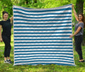 Blue And White Striped Pattern Print Quilt