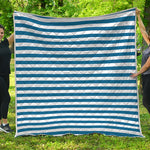 Blue And White Striped Pattern Print Quilt