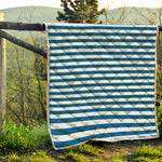 Blue And White Striped Pattern Print Quilt