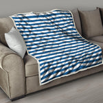 Blue And White Striped Pattern Print Quilt