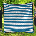 Blue And White Striped Pattern Print Quilt