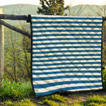 Blue And White Striped Pattern Print Quilt