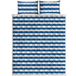 Blue And White Striped Pattern Print Quilt Bed Set