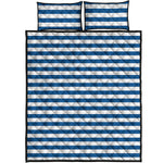 Blue And White Striped Pattern Print Quilt Bed Set