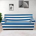 Blue And White Striped Pattern Print Sofa Cover
