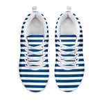 Blue And White Striped Pattern Print White Sneakers