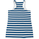 Blue And White Striped Pattern Print Women's Racerback Tank Top