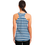 Blue And White Striped Pattern Print Women's Racerback Tank Top
