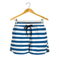Blue And White Striped Pattern Print Women's Shorts