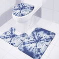 Blue And White Tie Dye Print 3 Piece Bath Mat Set