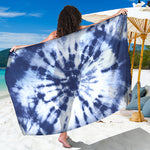 Blue And White Tie Dye Print Beach Sarong Wrap